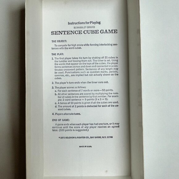 Scrabble Sentence Cube Game S & R Games 1971 Complete - Picture 3 of 4